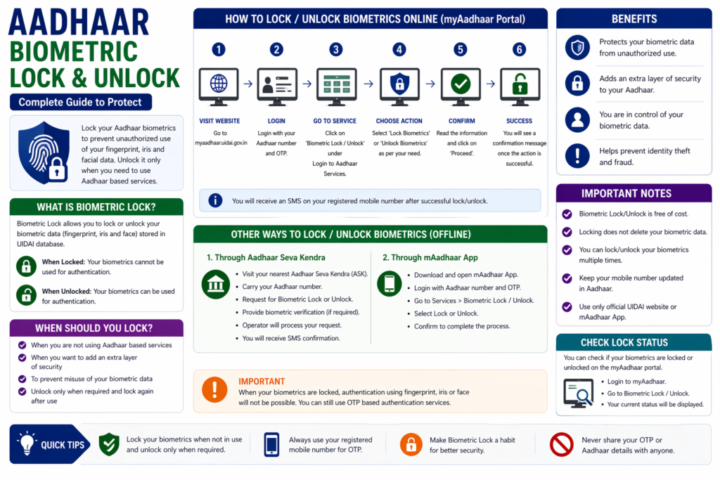 Aadhaar biometric lock and unlock guide
