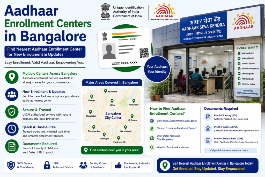 Aadhaar Enrollment Centers in Bangalore