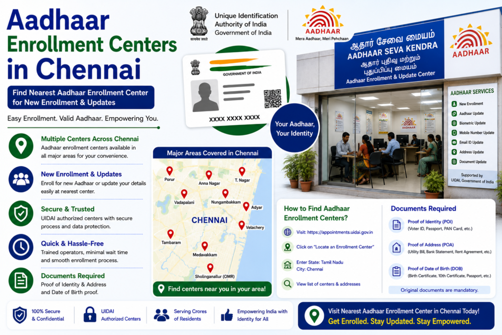 Aadhaar Enrollment Centers in Chennai