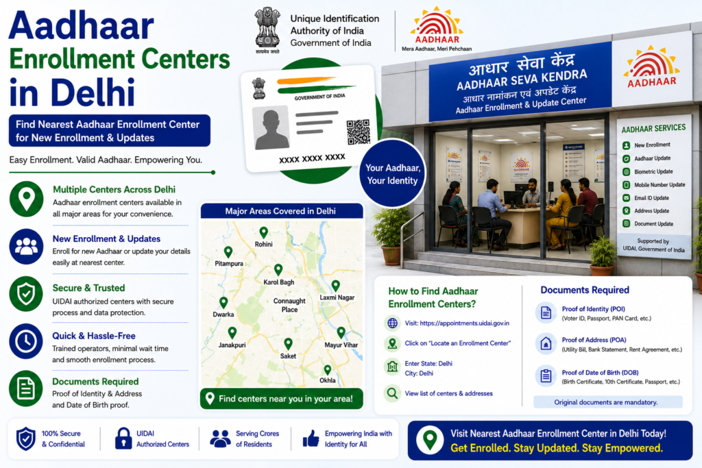 Aadhaar Enrollment Centers in Delhi